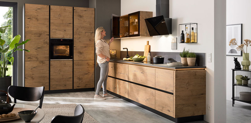 Cuisine Impuls IP 2200 Bois chêne vintage tracé horizontal profilés — Cailler Électroménager